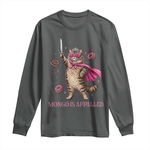 Cute Warrior Princess Cat With Sword Long Sleeve Shirt Fantasy Reader Gift TS12 Dark Heather Print Your Wear