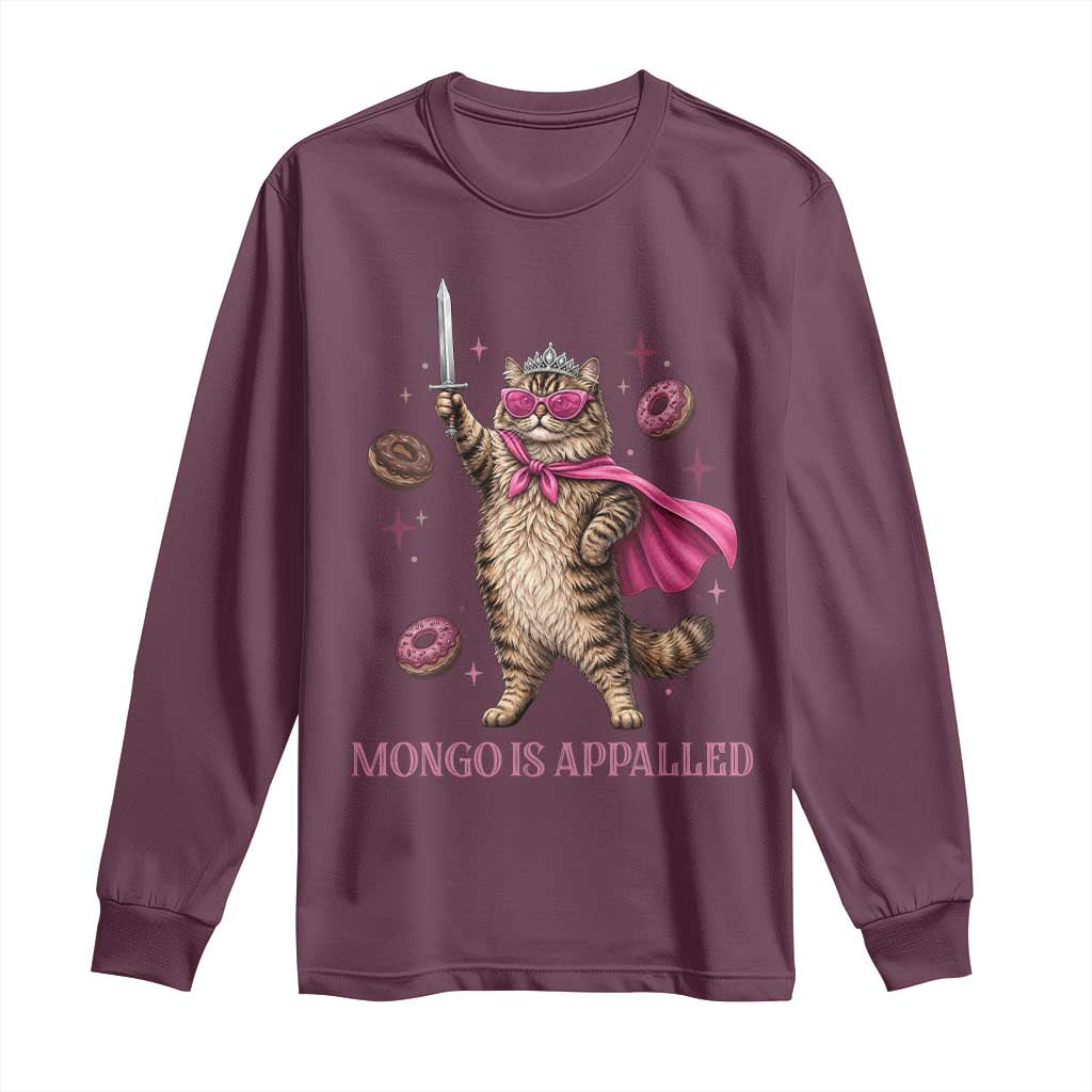 Cute Warrior Princess Cat With Sword Long Sleeve Shirt Fantasy Reader Gift TS12 Maroon Print Your Wear