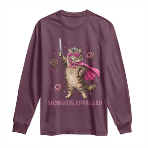 Cute Warrior Princess Cat With Sword Long Sleeve Shirt Fantasy Reader Gift TS12 Maroon Print Your Wear