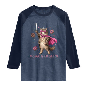 Cute Warrior Princess Cat With Sword Raglan Shirt Fantasy Reader Gift TS12 Heather Denim Navy Print Your Wear