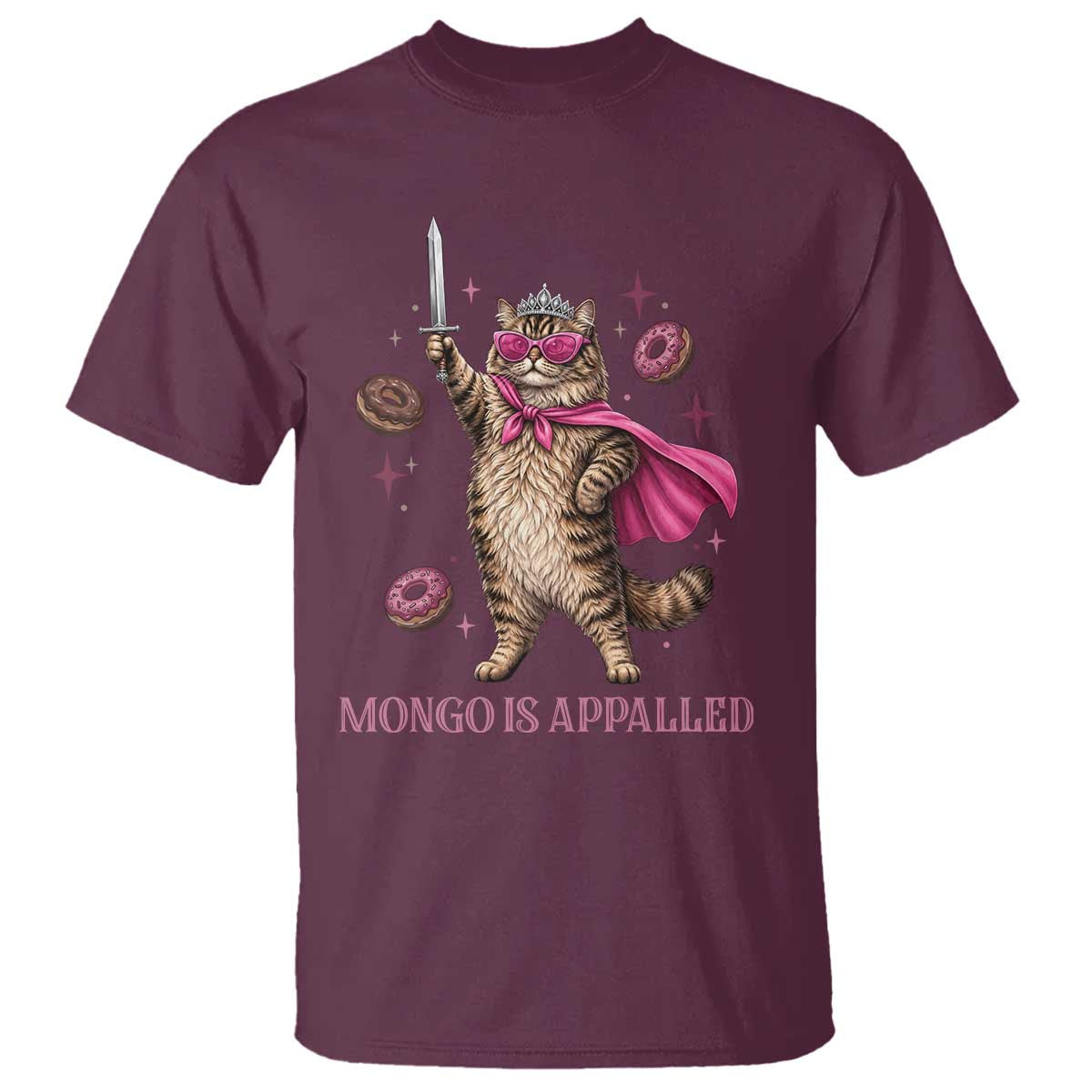 Cute Warrior Princess Cat With Sword T Shirt Fantasy Reader Gift TS12 Maroon Print Your Wear