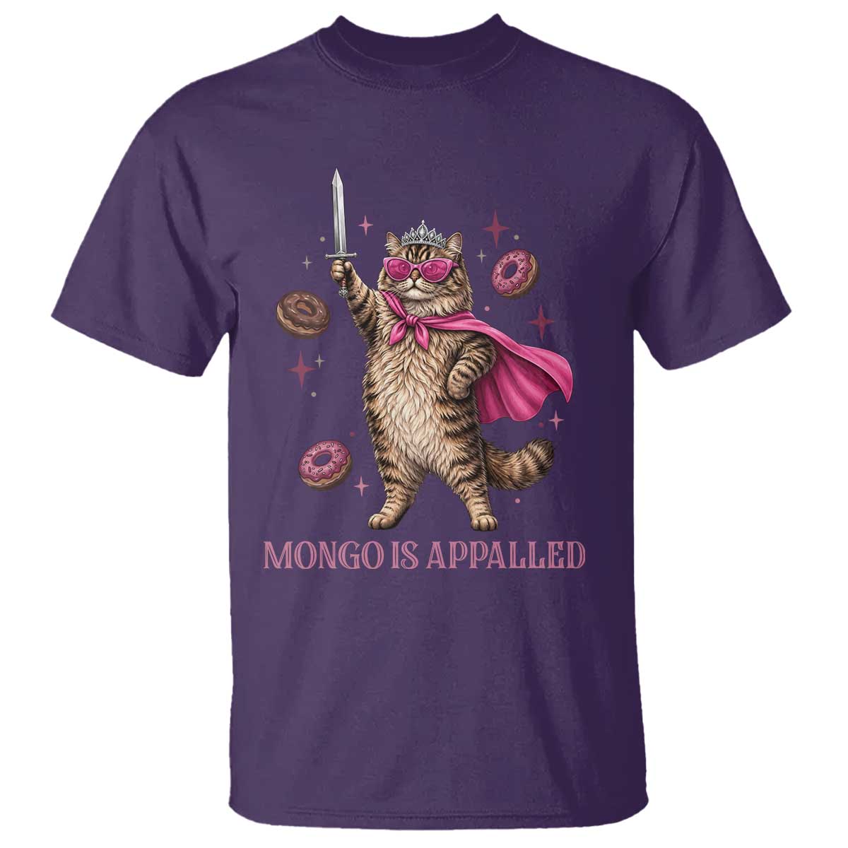 Cute Warrior Princess Cat With Sword T Shirt Fantasy Reader Gift TS12 Purple Print Your Wear