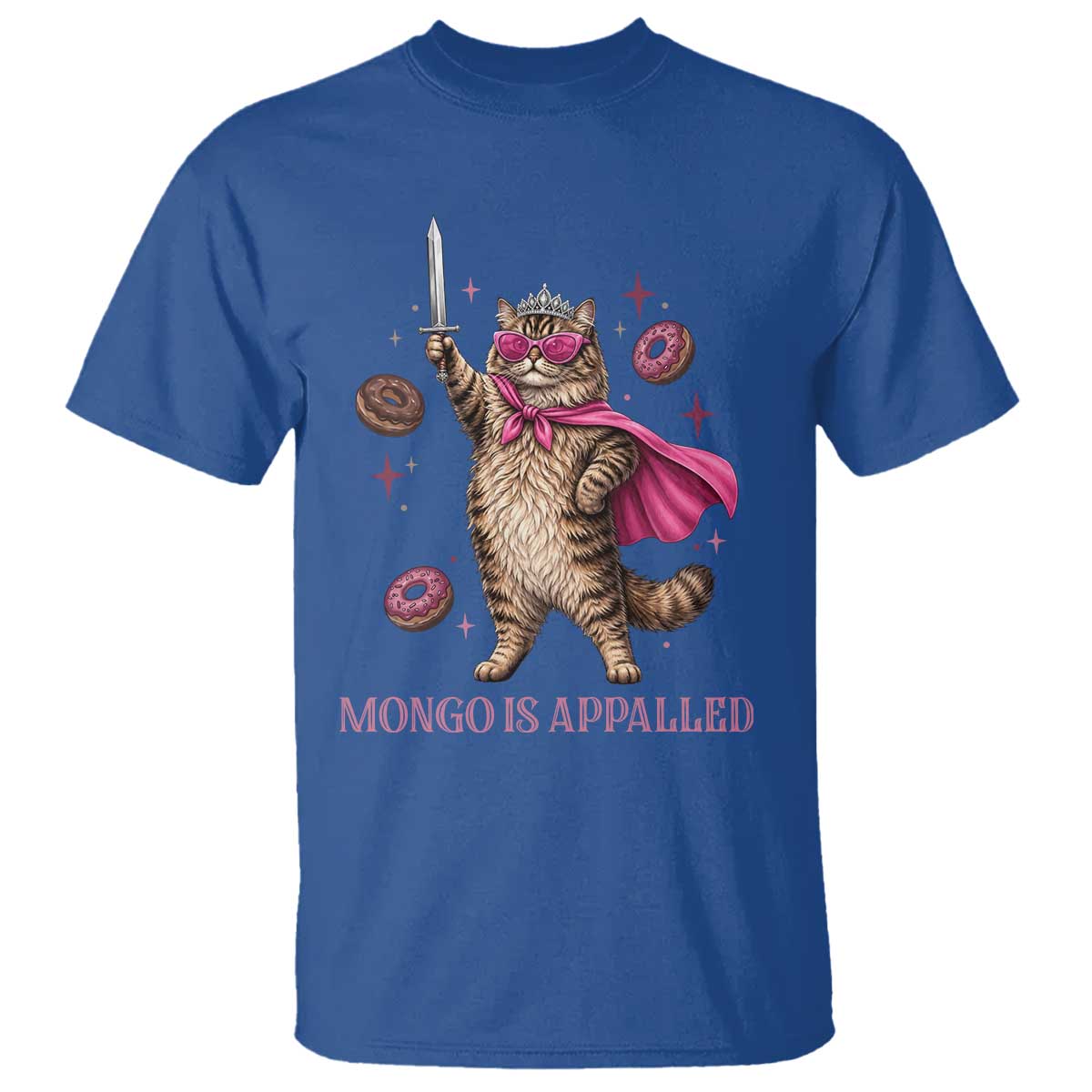 Cute Warrior Princess Cat With Sword T Shirt Fantasy Reader Gift TS12 Royal Blue Print Your Wear