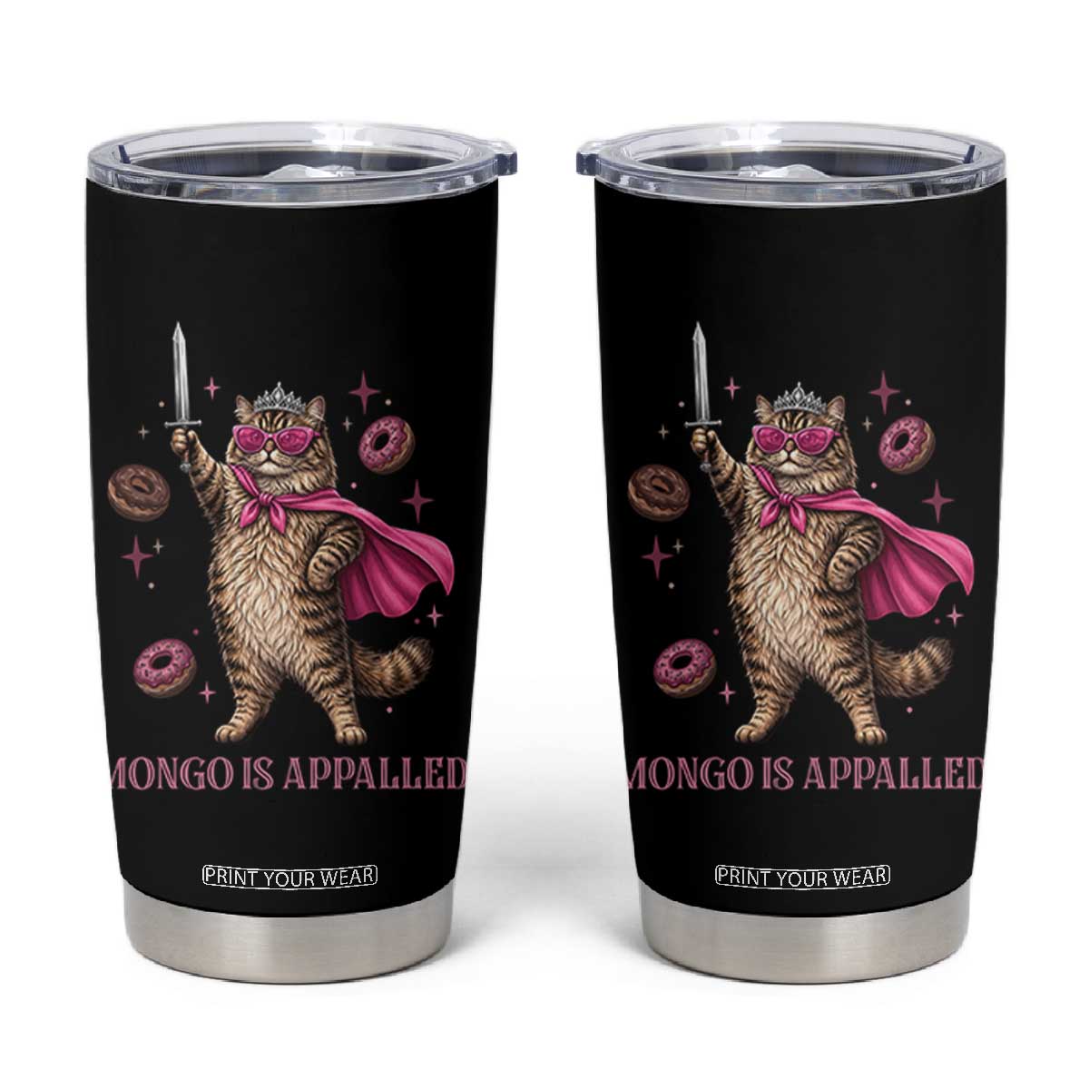 Cute Warrior Princess Cat With Sword Tumbler Cup Fantasy Reader Gift TS12 Black Print Your Wear