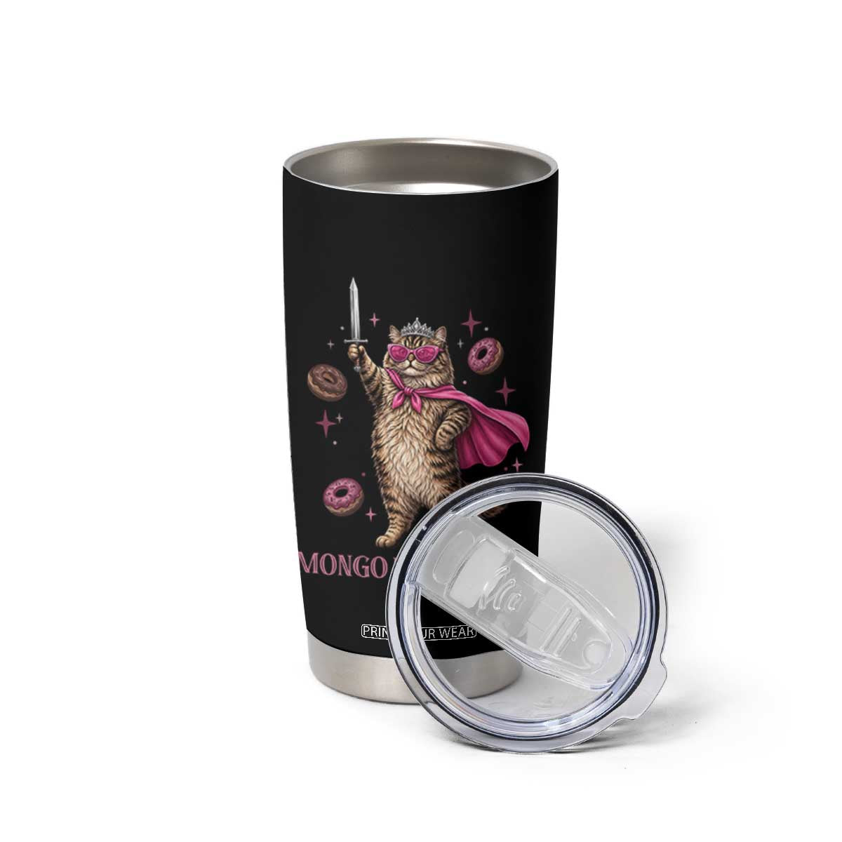 Cute Warrior Princess Cat With Sword Tumbler Cup Fantasy Reader Gift TS12 Print Your Wear