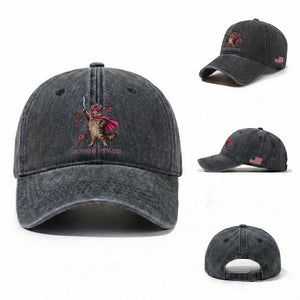 Cute Warrior Princess Cat With Sword Washed Cotton Baseball Cap Fantasy Reader Gift TS12 Washed Cap Universal Fit Dark Gray Print Your Wear