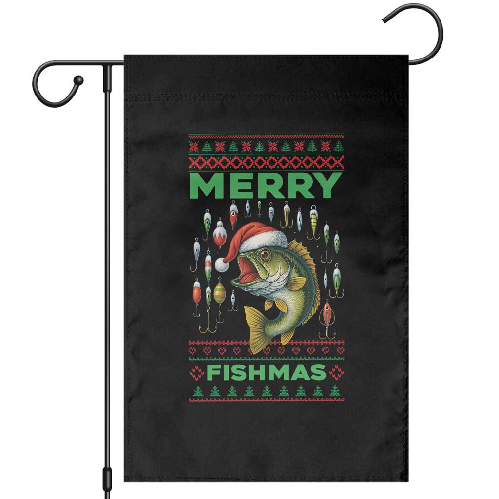 Funny Merry Fishmas Ugly Sweater Garden Flag Fisherman Christmas Gift TS12 Black Print Your Wear