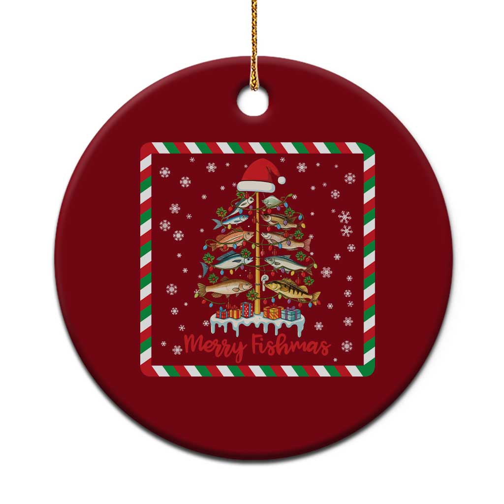 Merry Fishmas Ceramic Ornament Funny Xmas Fishing Lover Gift TS12 1pc Red Print Your Wear
