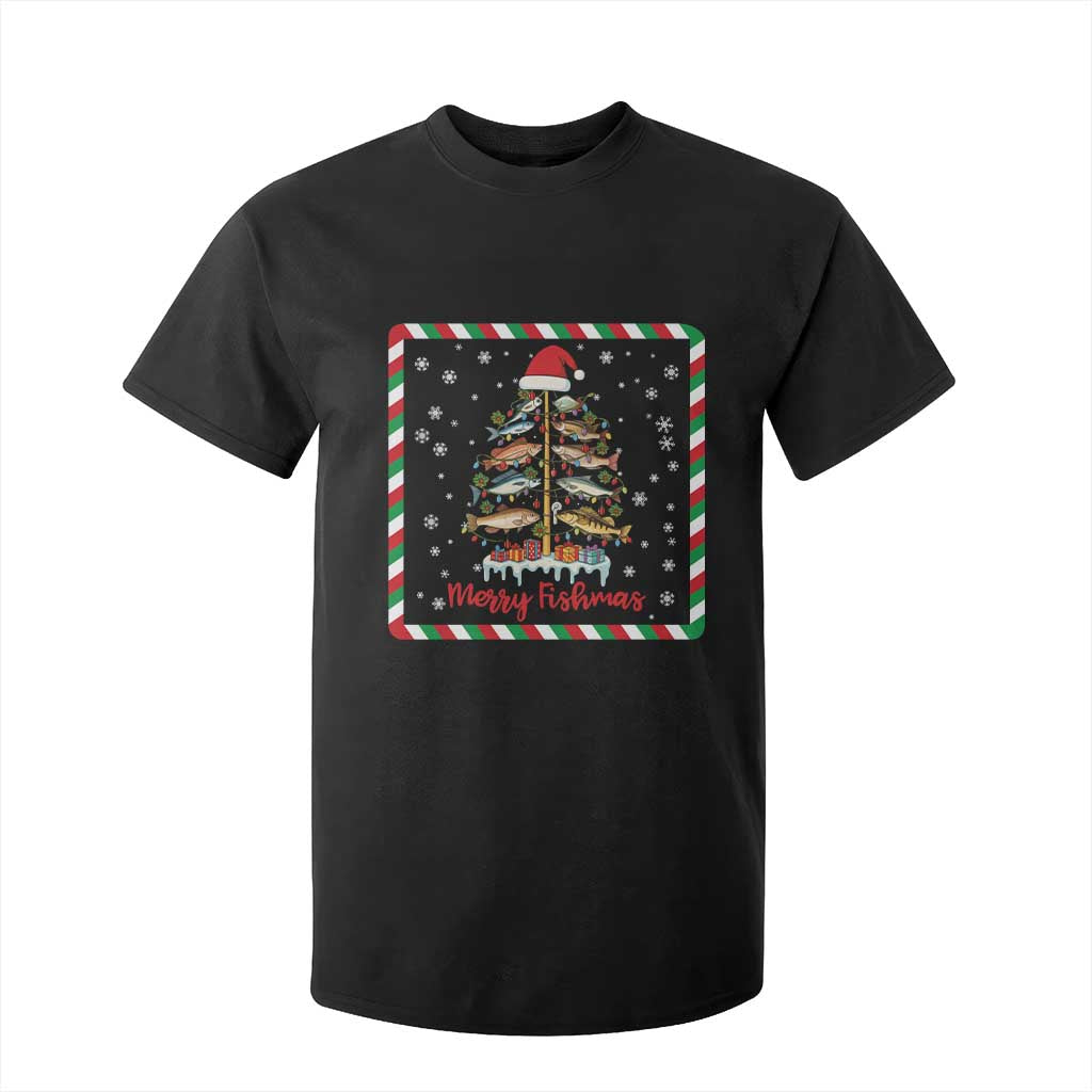 Merry Fishmas T Shirt For Kid Funny Xmas Fishing Lover Gift TS12 Black Print Your Wear
