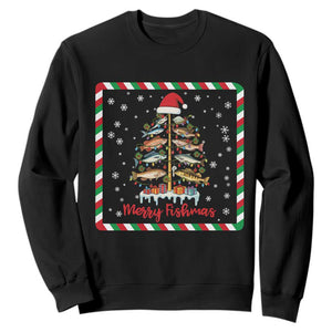 Merry Fishmas Sweatshirt Funny Xmas Fishing Lover Gift TS12 Black Print Your Wear