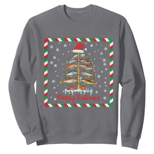 Merry Fishmas Sweatshirt Funny Xmas Fishing Lover Gift TS12 Charcoal Print Your Wear