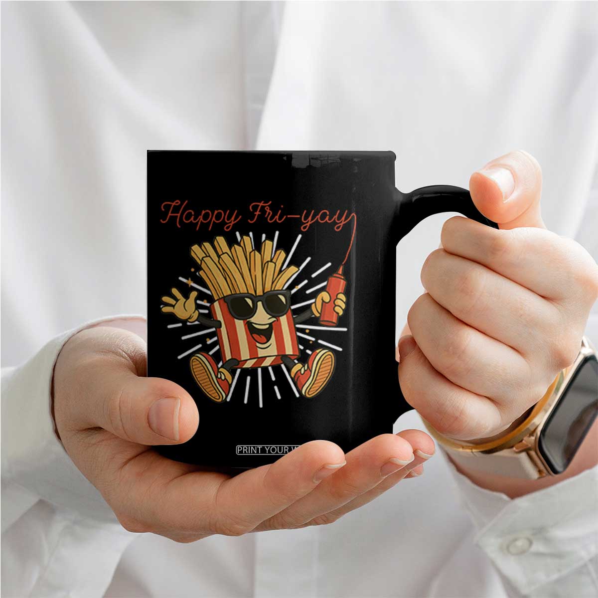 Funny French Fries Lover Coffee Mug Happy Friyay Gift TS12 Print Your Wear