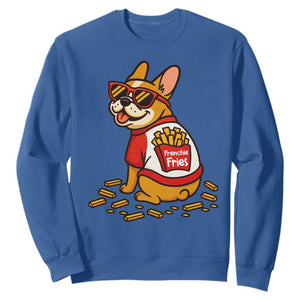 Frenchie Fries Sweatshirt Funny French Bulldog Lover Gift TS12 Royal Blue Print Your Wear