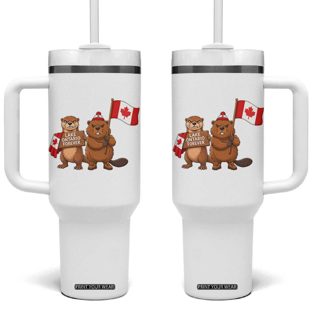 Lake Ontario Forever Otter Beaver Canada Tumbler With Handle Great Lakes Life