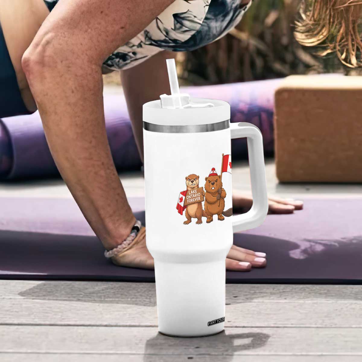 Lake Ontario Forever Otter Beaver Canada Tumbler With Handle Great Lakes Life