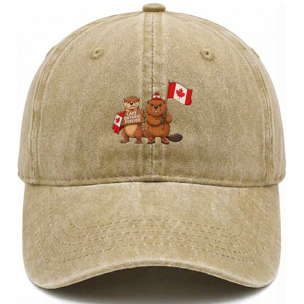 Lake Ontario Forever Otter Beaver Canada Washed Cotton Baseball Cap Great Lakes Life