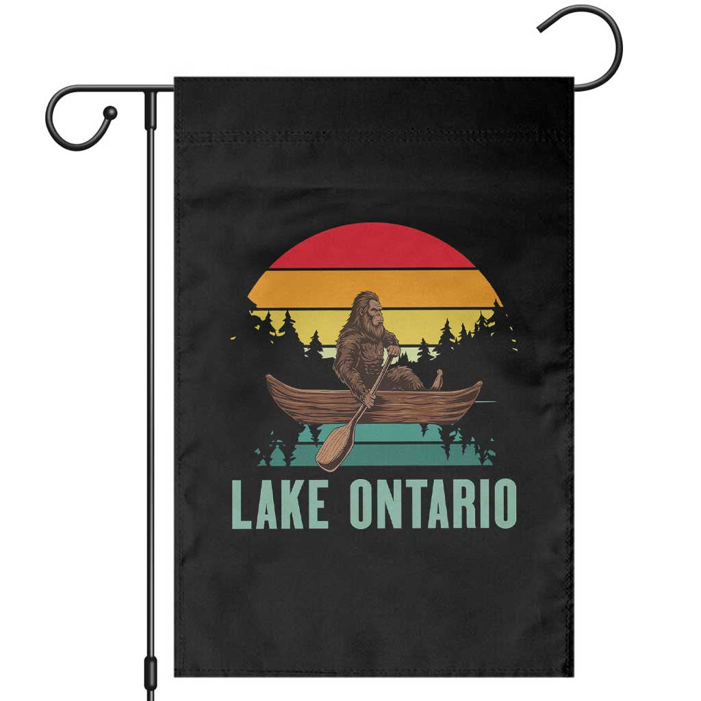 Vintage Lake Ontario Bigfoot Canoe Garden Flag Funny Cryptid Boating Adventure
