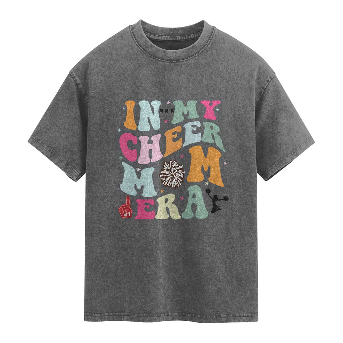 In My Cheer Mom Era Washed Cotton T-Shirt Cheerleading Gift