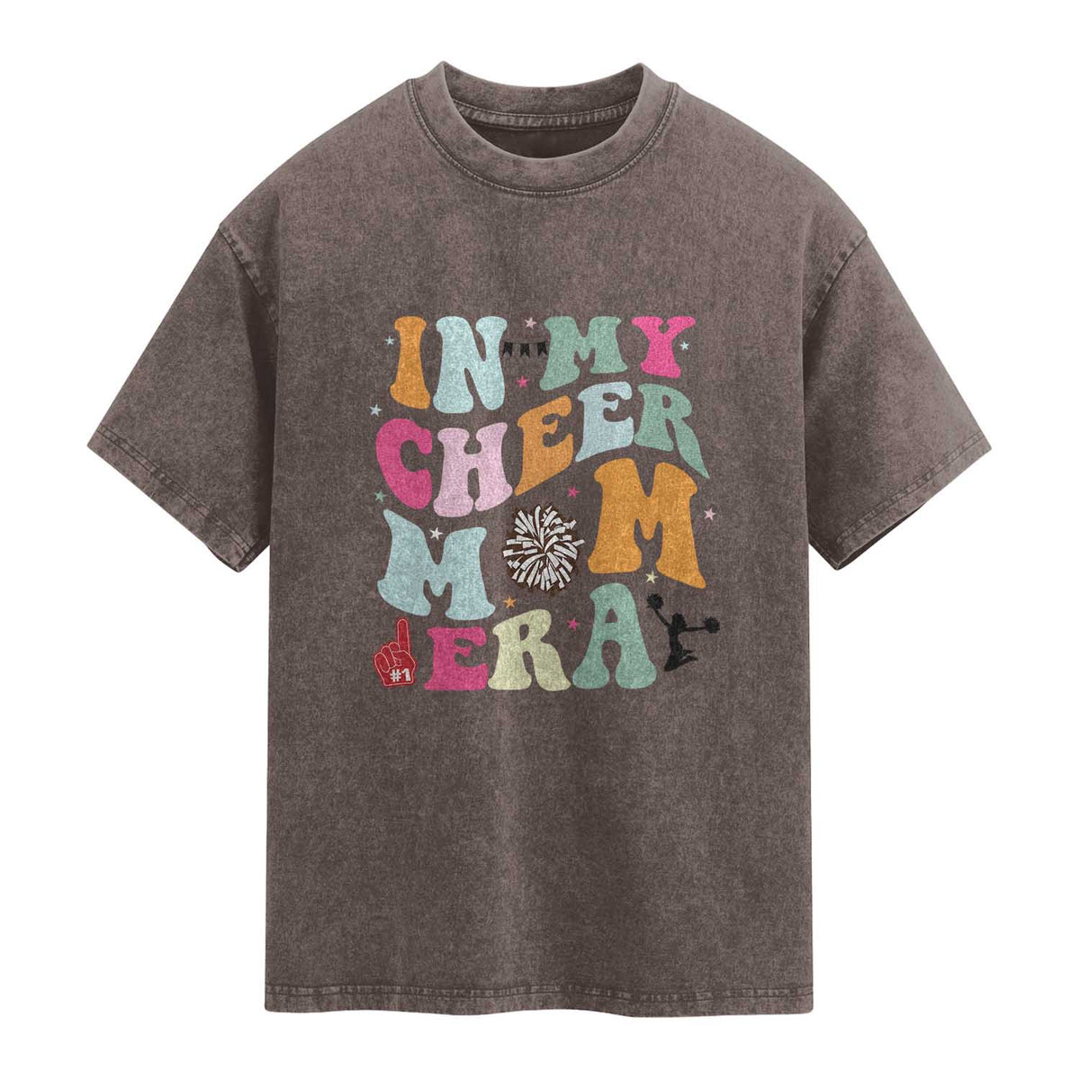 In My Cheer Mom Era Washed Cotton T-Shirt Cheerleading Gift