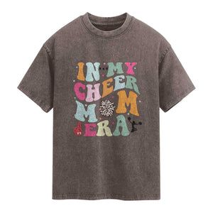 In My Cheer Mom Era Washed Cotton T-Shirt Cheerleading Gift