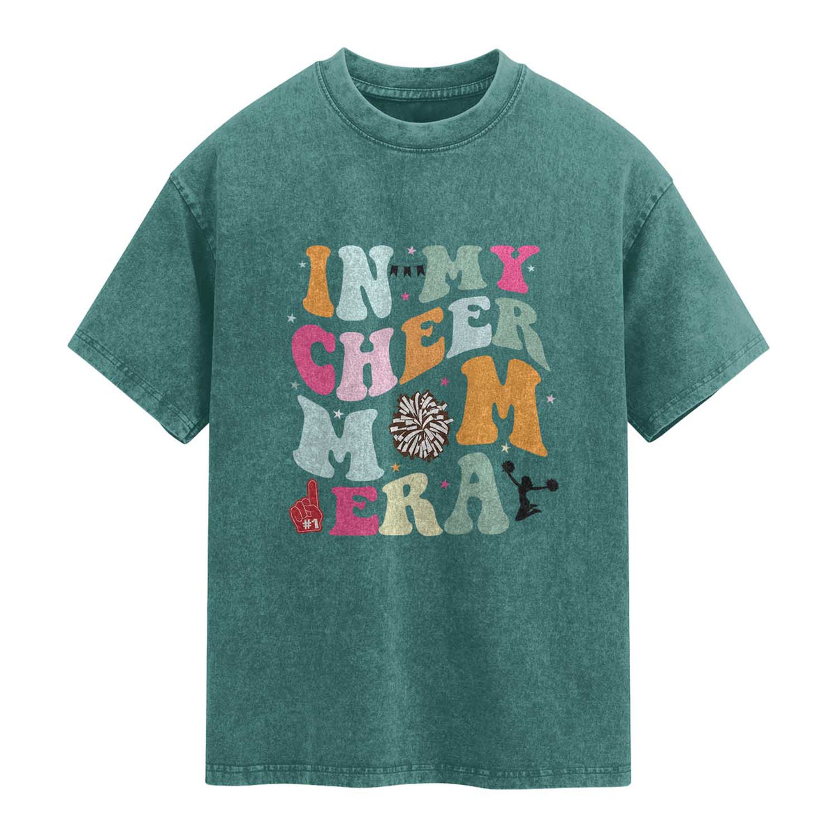 In My Cheer Mom Era Washed Cotton T-Shirt Cheerleading Gift