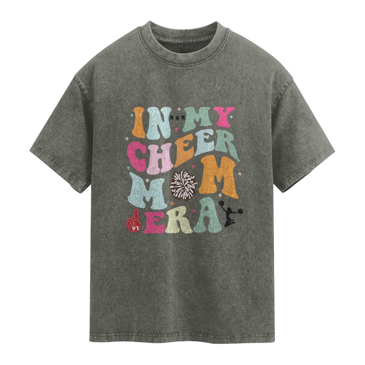 In My Cheer Mom Era Washed Cotton T-Shirt Cheerleading Gift