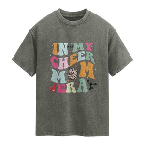 In My Cheer Mom Era Washed Cotton T-Shirt Cheerleading Gift
