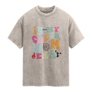 In My Cheer Mom Era Washed Cotton T-Shirt Cheerleading Gift
