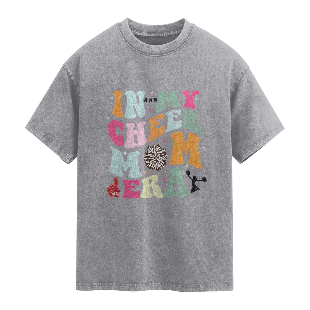 In My Cheer Mom Era Washed Cotton T-Shirt Cheerleading Gift