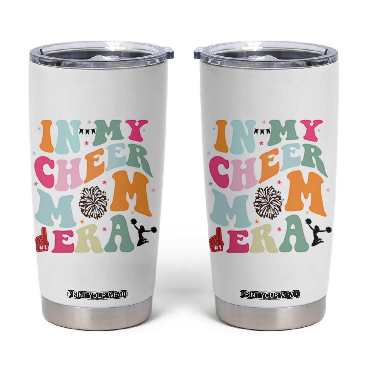 In My Cheer Mom Era Tumbler Cup Cheerleading Gift TS12 White Print Your Wear