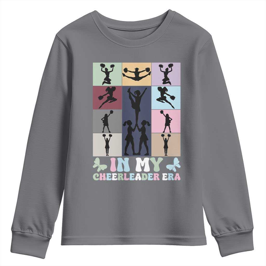 In My Cheer Mom Era Youth Sweatshirt Cheerleader Squad Fan Gift TS12 Charcoal Print Your Wear