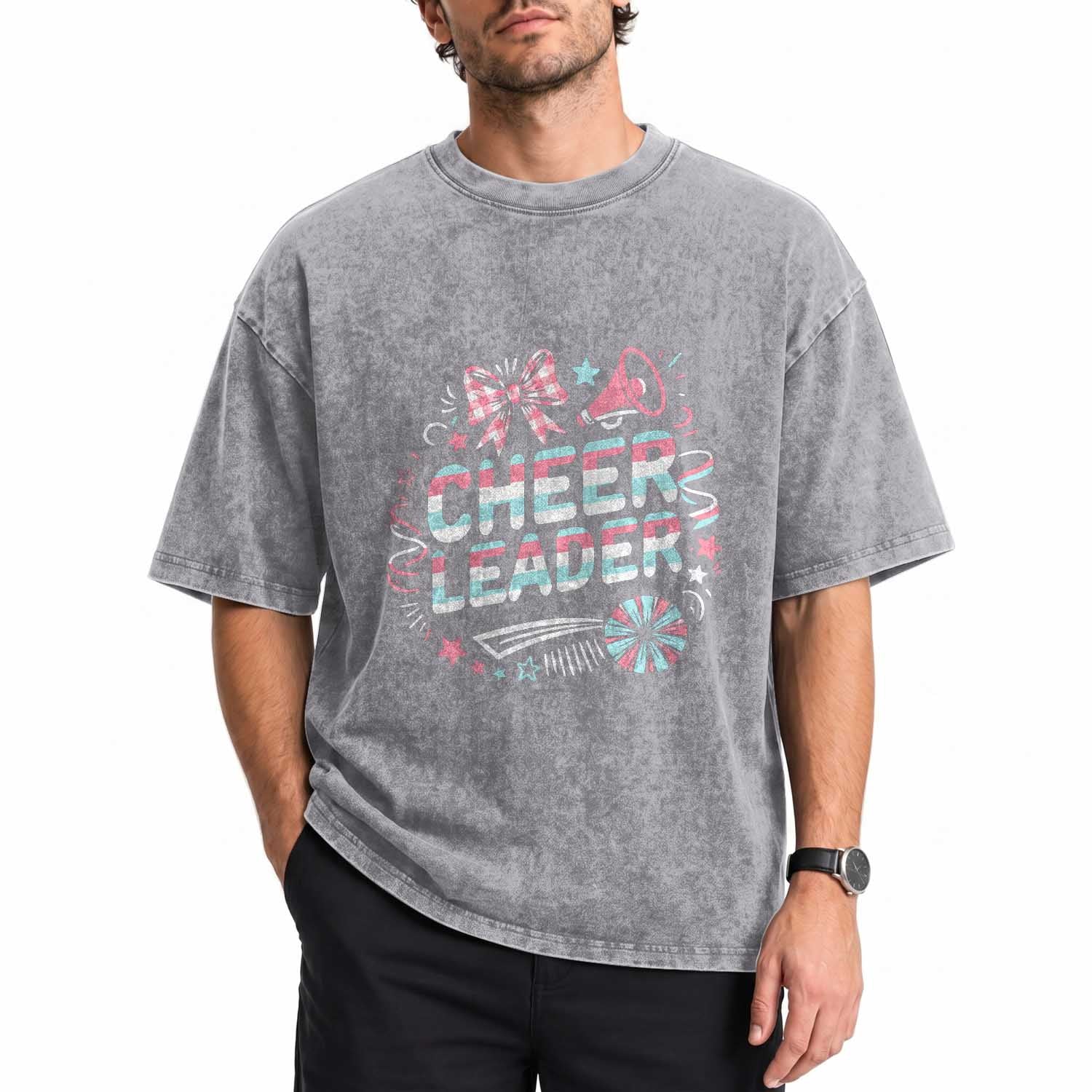 Proud Cheerleader Team Washed Cotton T-Shirt Gift For Women Sports Fans