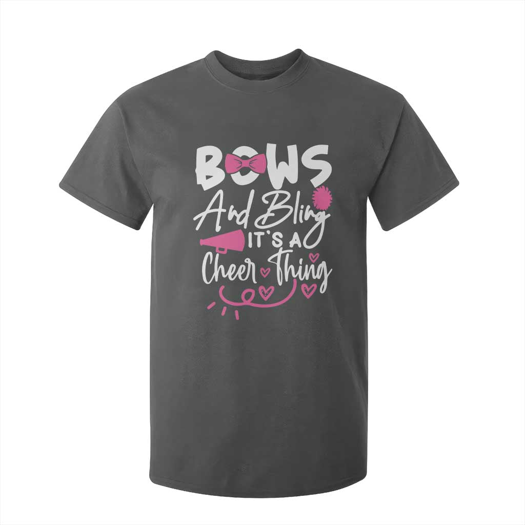 Bows And Bling Its A Cheer Thing T Shirt For Kid Cheerleading Gift TS12 Dark Heather Print Your Wear