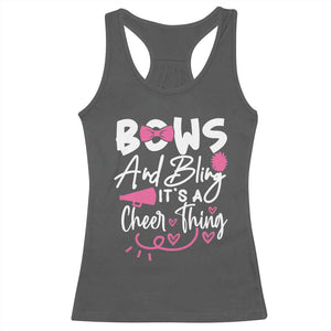 Bows And Bling Its A Cheer Thing Racerback Tank Top Cheerleading Gift TS12 Dark Heather Print Your Wear
