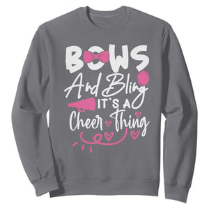 Bows And Bling Its A Cheer Thing Sweatshirt Cheerleading Gift TS12 Charcoal Print Your Wear