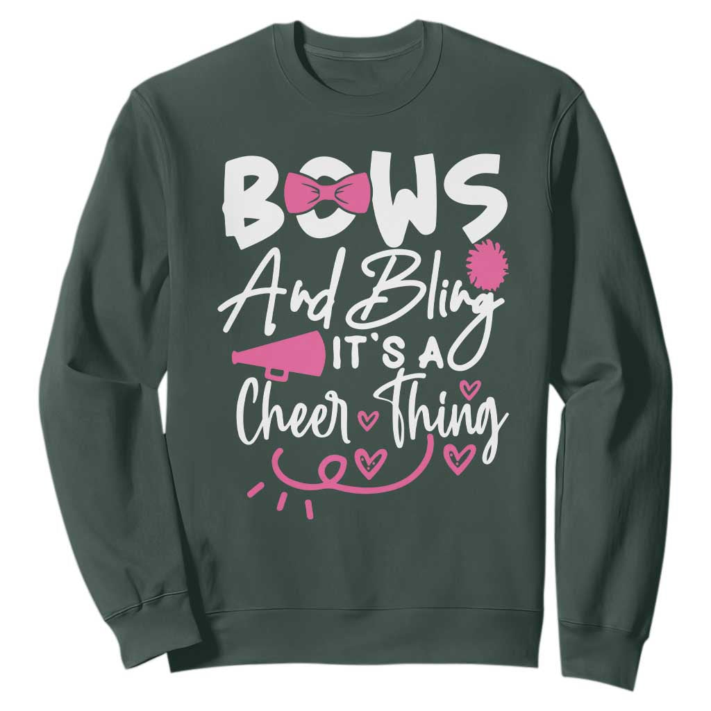 Bows And Bling Its A Cheer Thing Sweatshirt Cheerleading Gift TS12 Dark Forest Green Print Your Wear