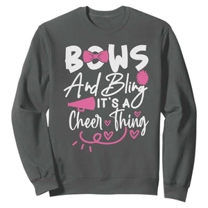 Bows And Bling Its A Cheer Thing Sweatshirt Cheerleading Gift TS12 Dark Heather Print Your Wear