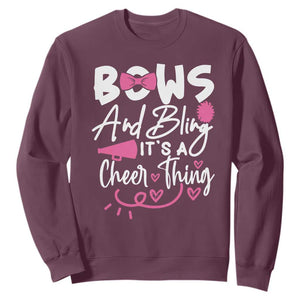 Bows And Bling Its A Cheer Thing Sweatshirt Cheerleading Gift TS12 Maroon Print Your Wear