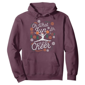 Oh What Fun It Is To Cheer Hoodie Funny Christmas Cheerleading Gift TS12 Maroon Print Your Wear