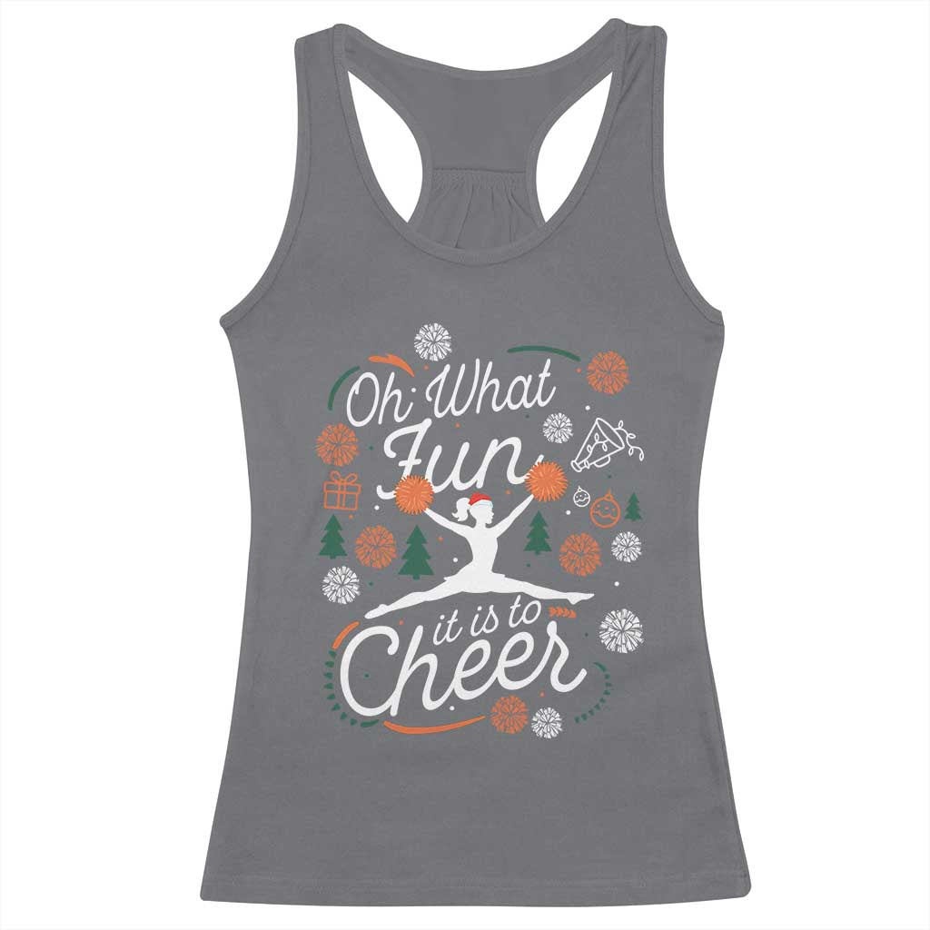 Oh What Fun It Is To Cheer Racerback Tank Top Funny Christmas Cheerleading Gift TS12 Charcoal Print Your Wear