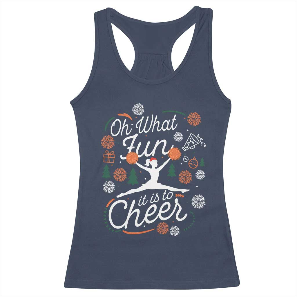 Oh What Fun It Is To Cheer Racerback Tank Top Funny Christmas Cheerleading Gift TS12 Navy Print Your Wear