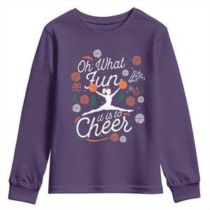 Oh What Fun It Is To Cheer Youth Sweatshirt Funny Christmas Cheerleading Gift TS12 Purple Print Your Wear