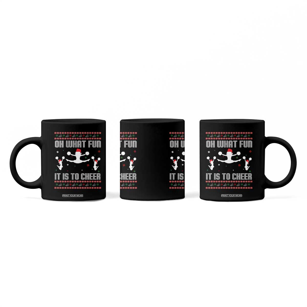Ugly Christmas Cheerleading Coffee Mug Oh What Fun It Is To Cheer Gift TS12 Print Your Wear