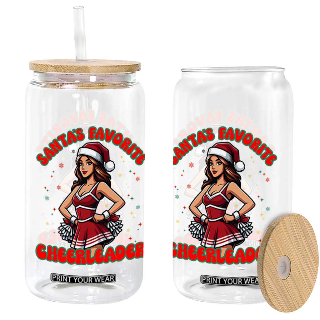 Santa Favorite Cheerleader Glass Can Funny Christmas Cheer Gift TS12 Print Your Wear