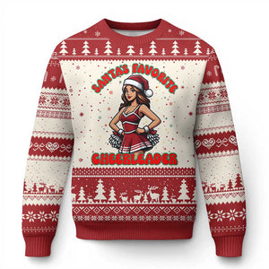 Santa Favorite Cheerleader Ugly Christmas Sweater Funny Xmas Cheer Gift TS12 Beige Red Print Your Wear