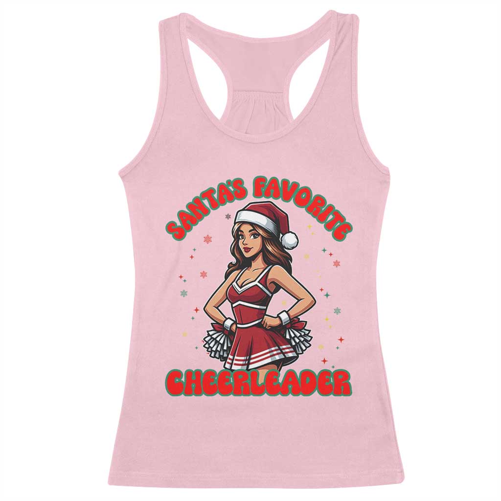 Santa Favorite Cheerleader Racerback Tank Top Funny Christmas Cheer Gift TS12 Light Pink Print Your Wear