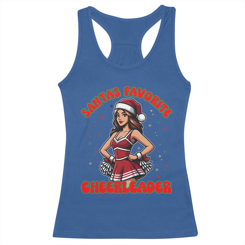 Santa Favorite Cheerleader Racerback Tank Top Funny Christmas Cheer Gift TS12 Royal Blue Print Your Wear