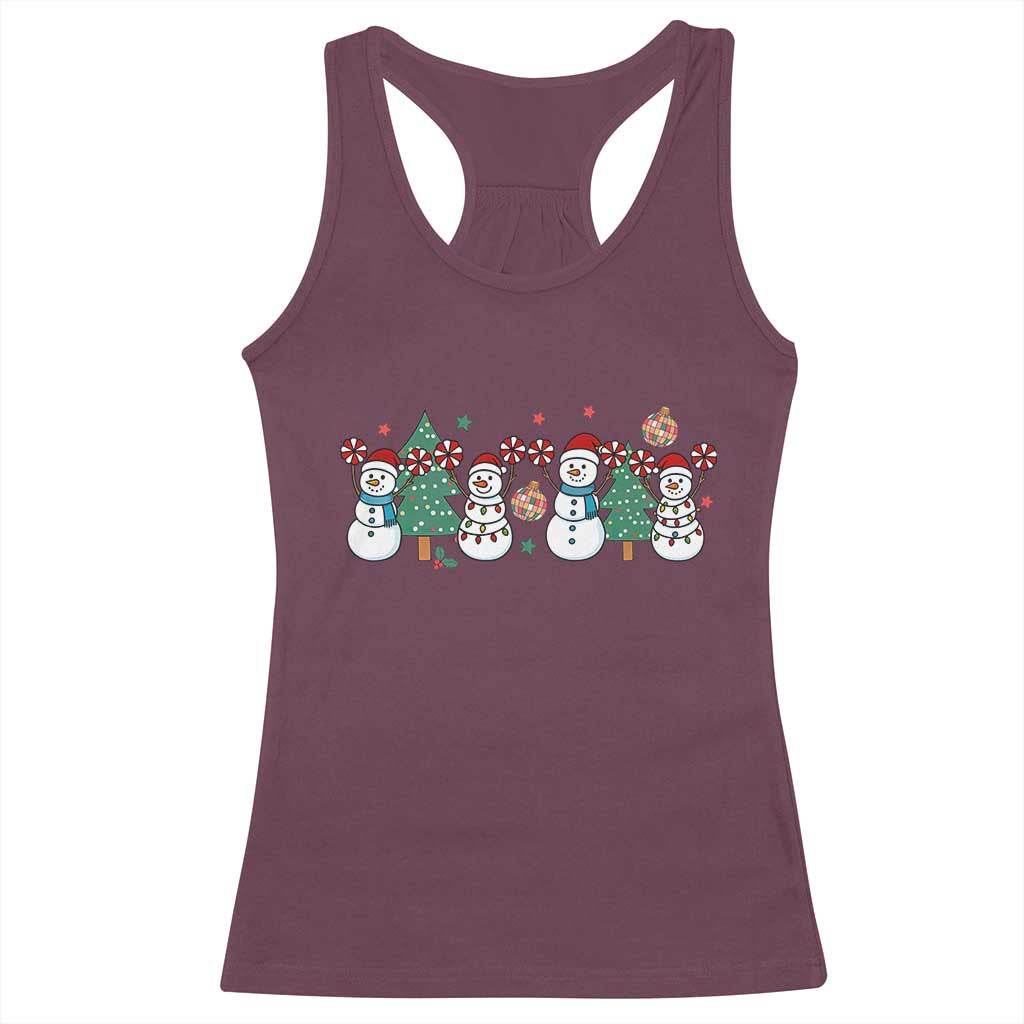 Funny Christmas Cheer Gift Racerback Tank Top Santa Snowman Cheerleaders TS12 Maroon Print Your Wear