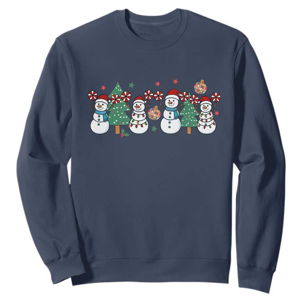 Funny Christmas Cheer Gift Sweatshirt Santa Snowman Cheerleaders TS12 Navy Print Your Wear