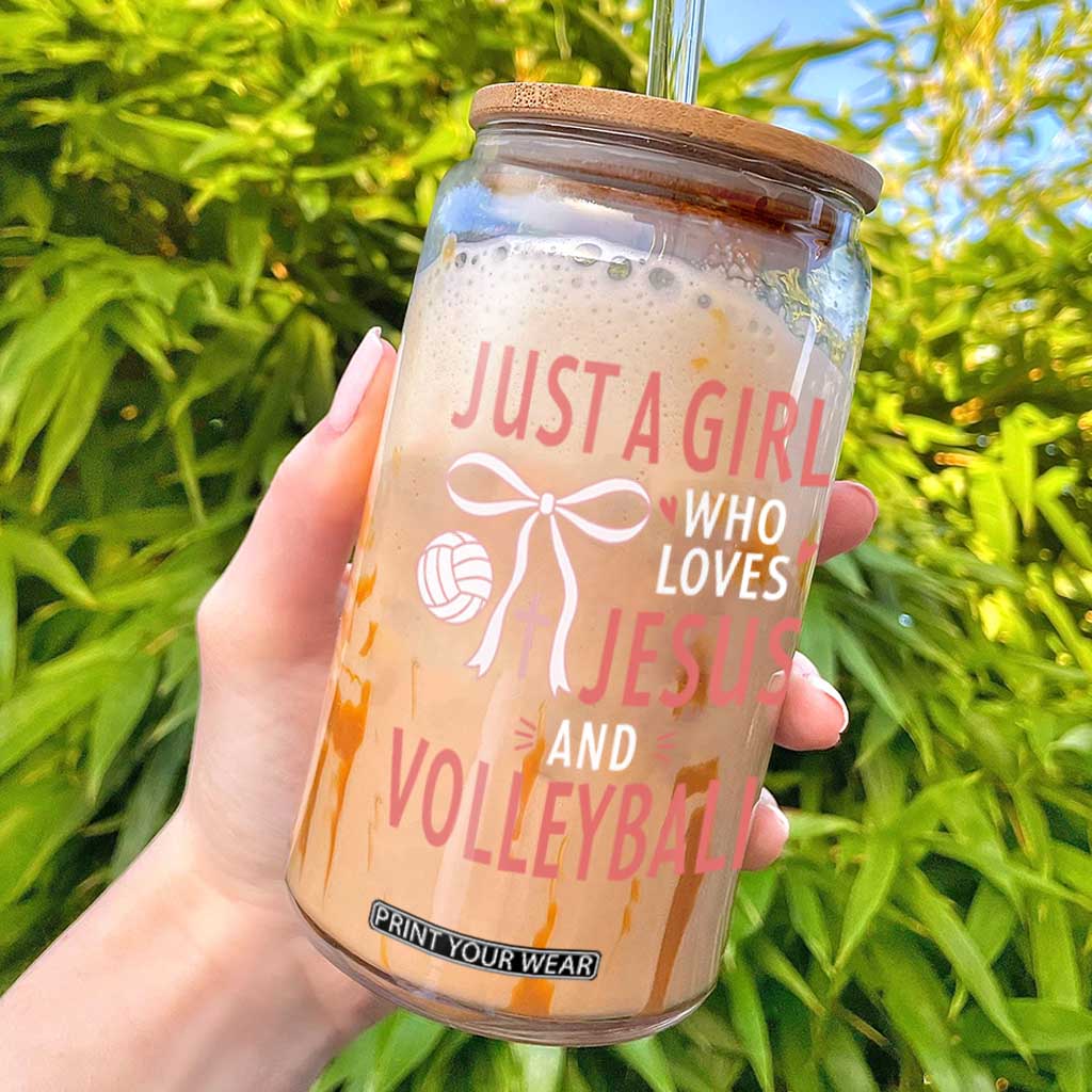 Christian Volleyball Player Glass Can Just A Girl Who Loves Jesus Sports Gift